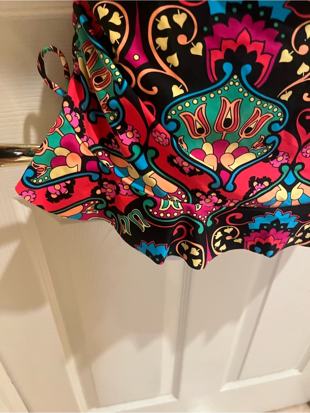Swim systems Paisley Print Swim Skort - Black with Pink & Teal Accents View 4